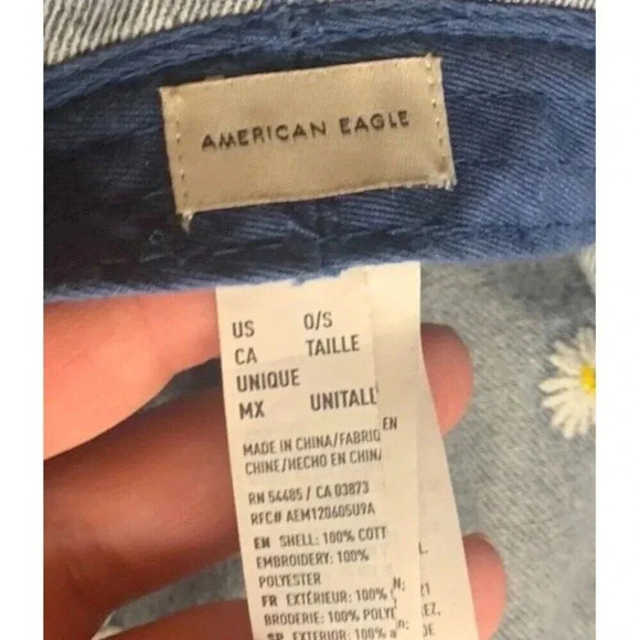 American Eagle Embroidered Sunflower Light Denim Bucket Hat Adult One Size Retro - Picture 6 of 7